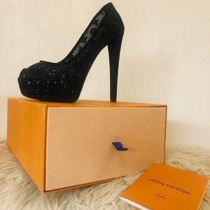 Louis Vuitton Black Mesh Monogram Paillettessize38